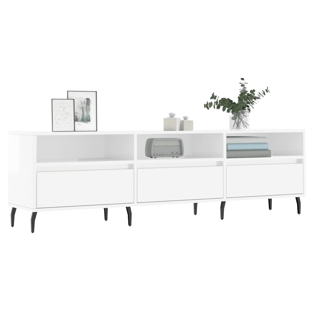 TV Cabinet High Gloss White 150x30x44.5 cm Engineered Wood