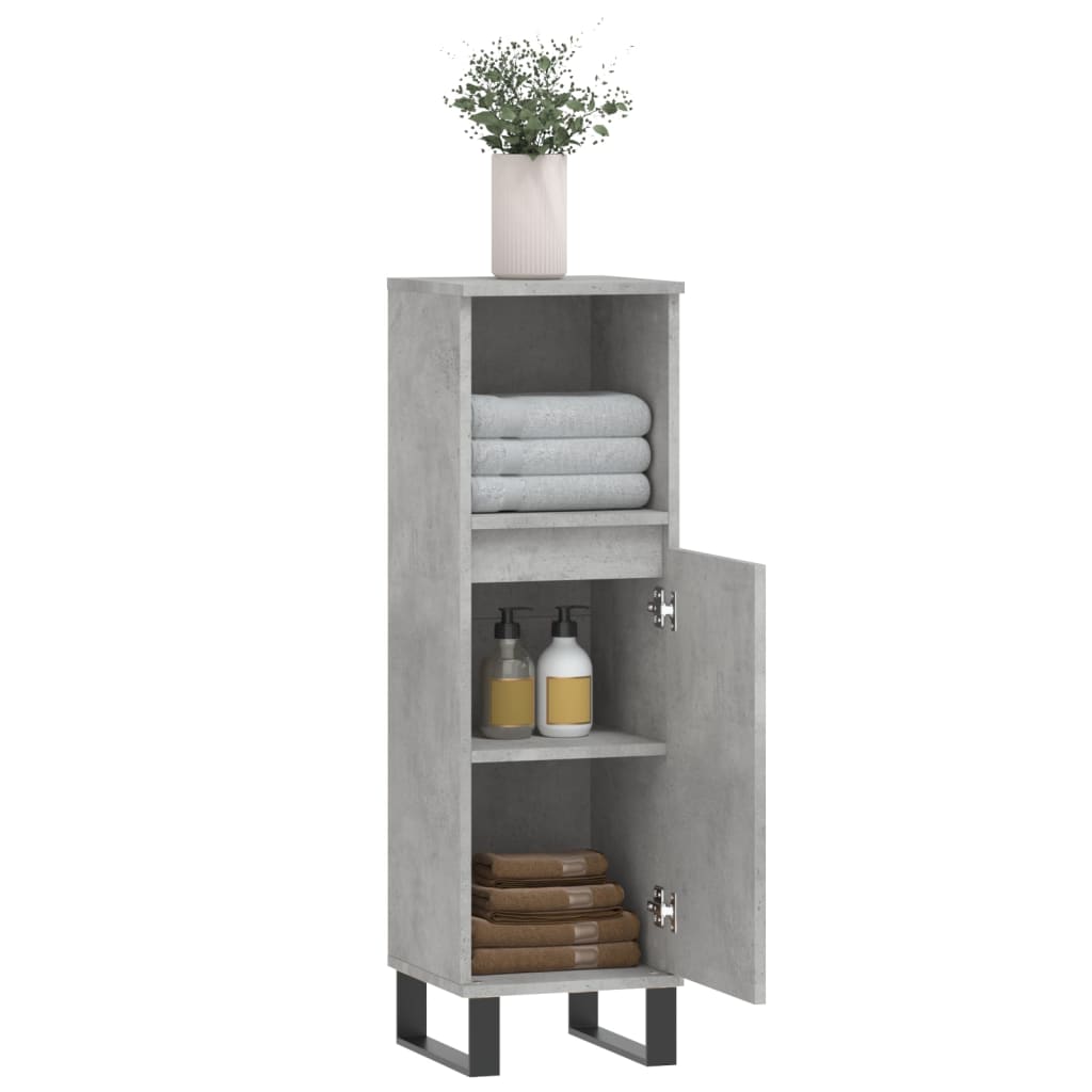 Bathroom Cabinet Concrete Grey 30x30x100 cm Engineered Wood