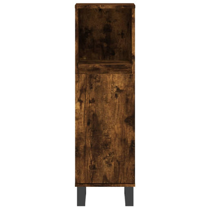 Bathroom Cabinet Smoked Oak 30x30x100 cm Engineered Wood