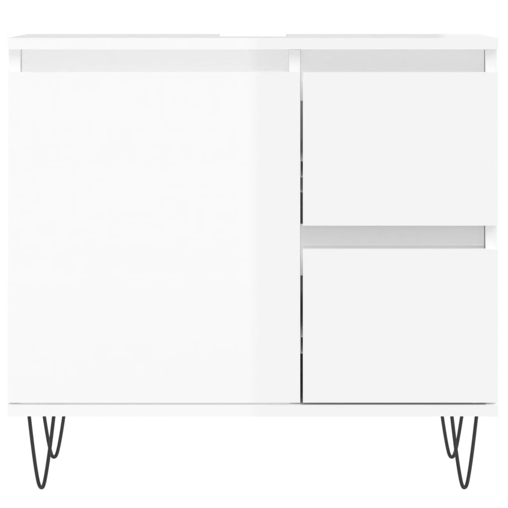 Bathroom Cabinet High Gloss White 65x33x60 cm Engineered Wood