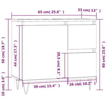 Bathroom Cabinet High Gloss White 65x33x60 cm Engineered Wood