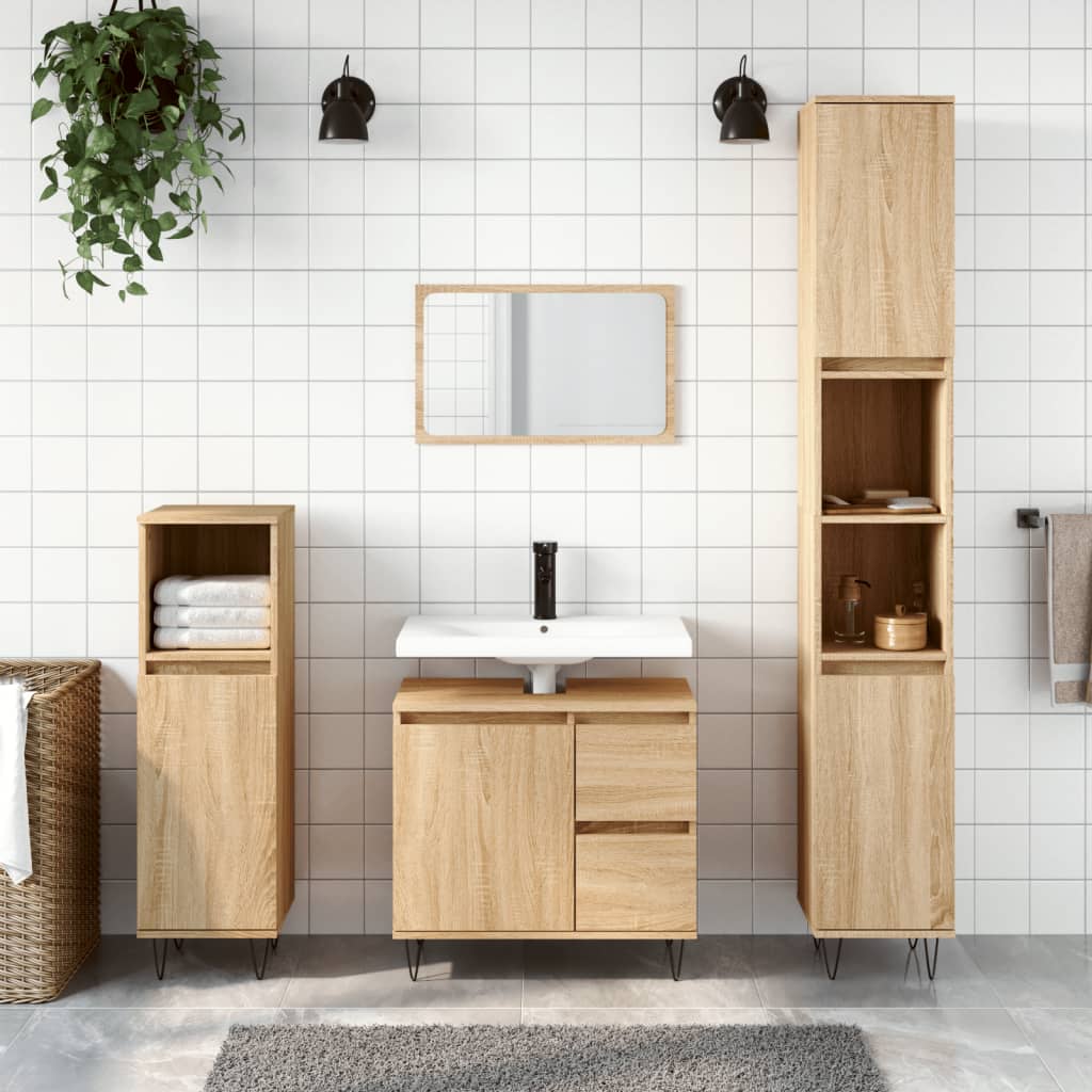 Bathroom Cabinet Sonoma Oak 65x33x60 cm Engineered Wood