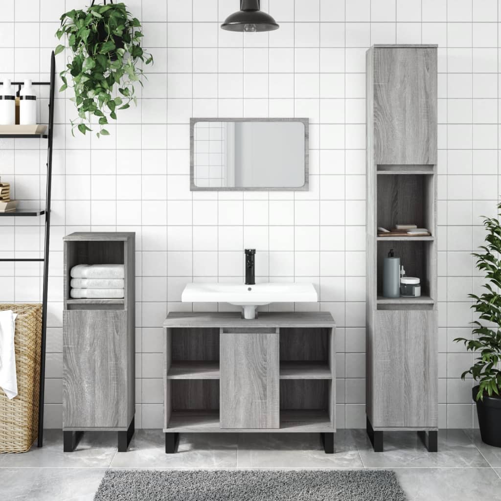 Bathroom Cabinet Grey Sonoma 80x33x60 cm Engineered Wood