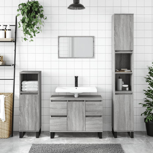 Bathroom Cabinet Grey Sonoma 80x33x60 cm Engineered Wood