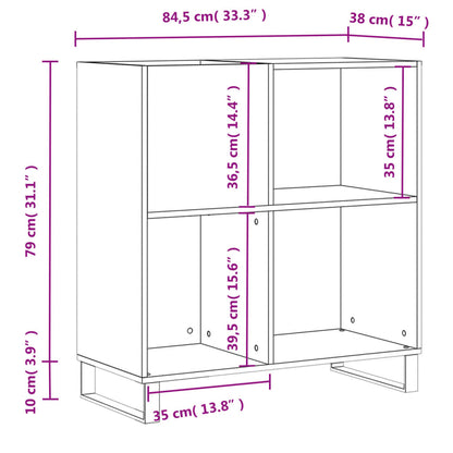 Record Cabinet Smoked Oak 84.5x38x89 cm Engineered Wood