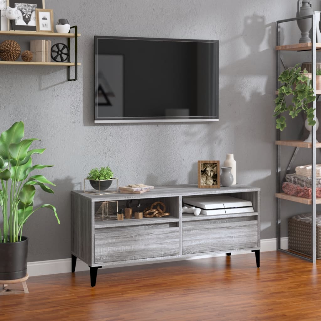 TV Cabinet Grey Sonoma 100x34.5x44.5 cm Engineered Wood