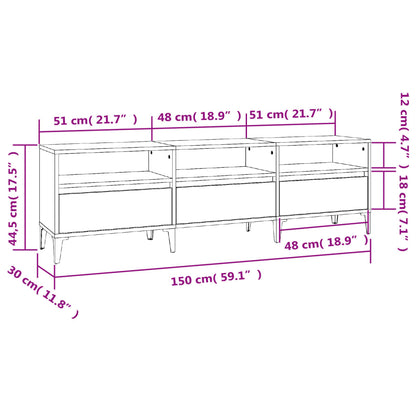 TV Cabinet White 150x30x44.5 cm Engineered Wood