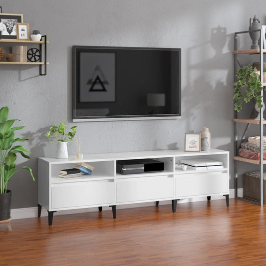 TV Cabinet High Gloss White 150x30x44.5 cm Engineered Wood