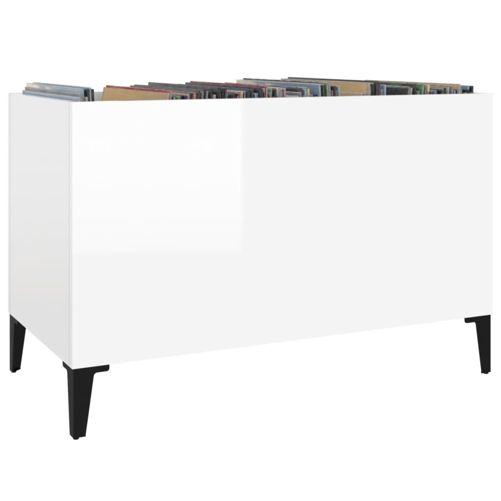 Record Cabinet High Gloss White 74.5x38x48 cm Engineered Wood