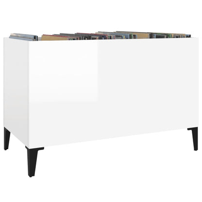 Record Cabinet High Gloss White 74.5x38x48 cm Engineered Wood