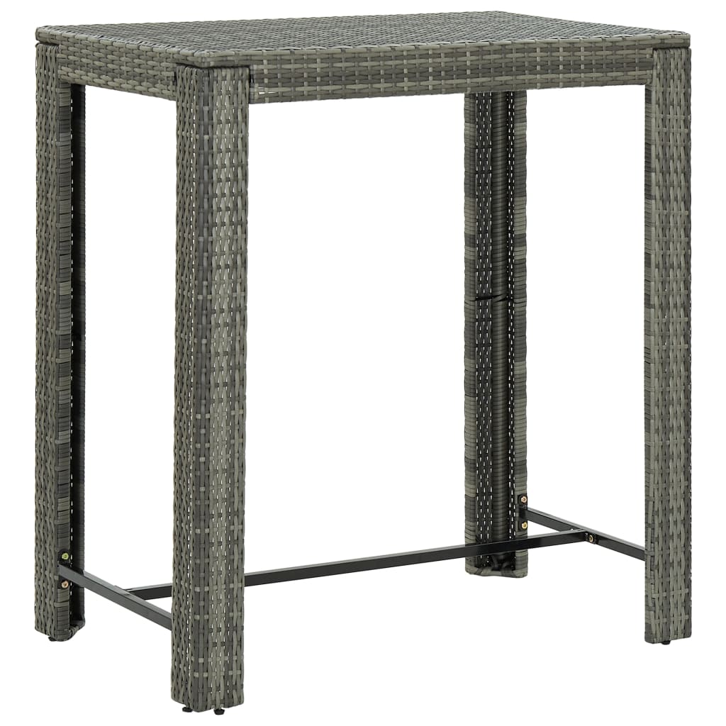 5 Piece Garden Bar Set Grey Poly Rattan&Solid Wood Acacia