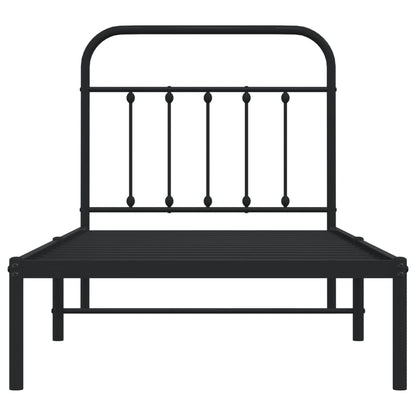 Metal Bed Frame without Mattress with Headboard Black 90x200cm
