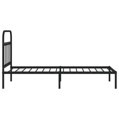 Metal Bed Frame without Mattress with Headboard Black 100x190cm
