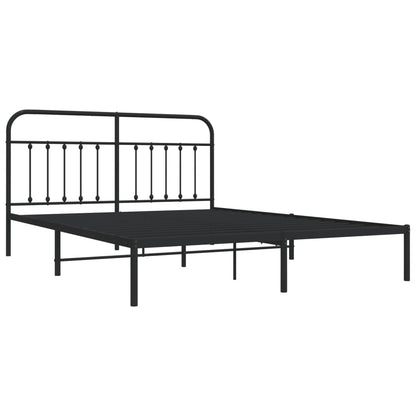 Metal Bed Frame without Mattress with Headboard Black 183x213cm