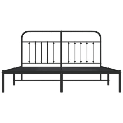 Metal Bed Frame without Mattress with Headboard Black 183x213cm