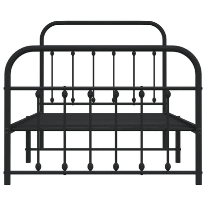 Metal Bed Frame without Mattress with Footboard Black 100x190cm
