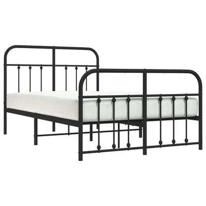 Metal Bed Frame without Mattress with Footboard Black 120x190cm