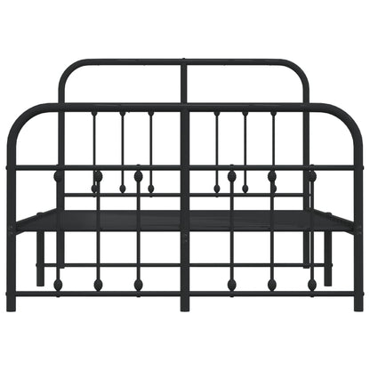 Metal Bed Frame without Mattress with Footboard Black 120x190cm