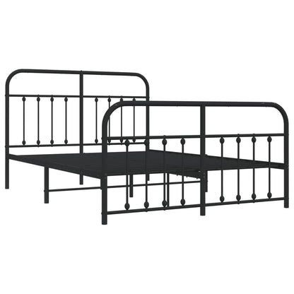 Metal Bed Frame without Mattress with Footboard Black 140x200cm
