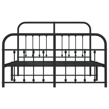 Metal Bed Frame without Mattress with Footboard Black 140x200cm