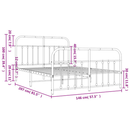 Metal Bed Frame without Mattress with Footboard Black 140x200cm