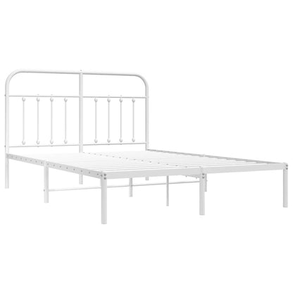 Metal Bed Frame without Mattress with Headboard White 150x200cm