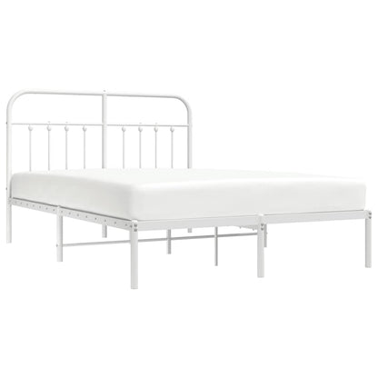 Metal Bed Frame without Mattress with Headboard White 150x200cm