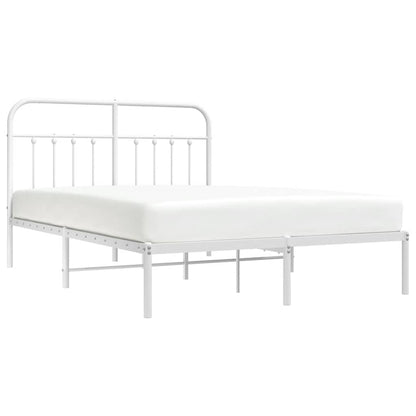 Metal Bed Frame without Mattress with Headboard White 150x200cm