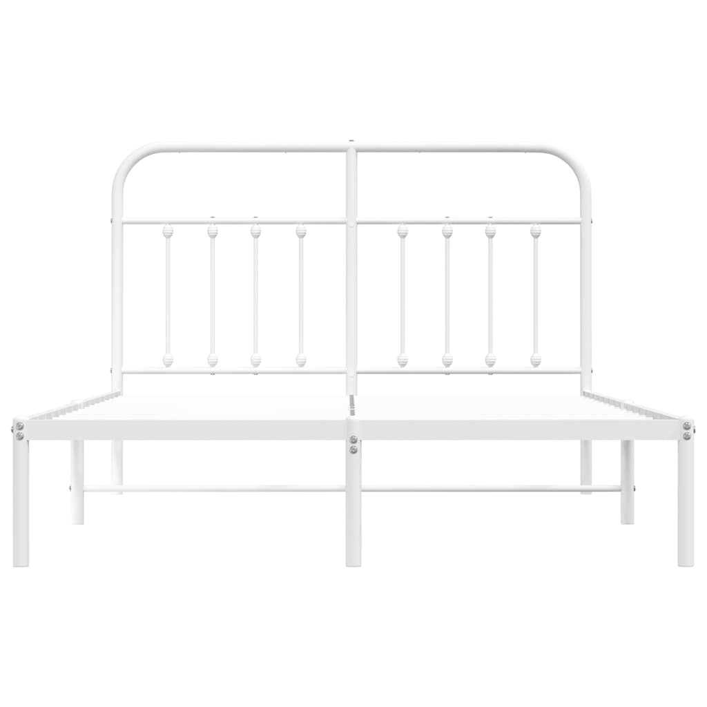 Metal Bed Frame without Mattress with Headboard White 150x200cm