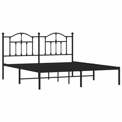 Metal Bed Frame without Mattress with Headboard Black 183x213cm