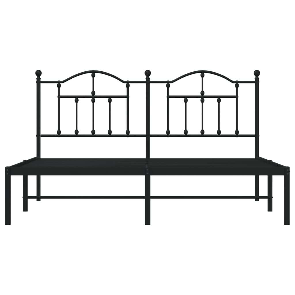 Metal Bed Frame without Mattress with Headboard Black 183x213cm