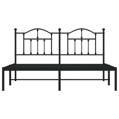 Metal Bed Frame without Mattress with Headboard Black 183x213cm