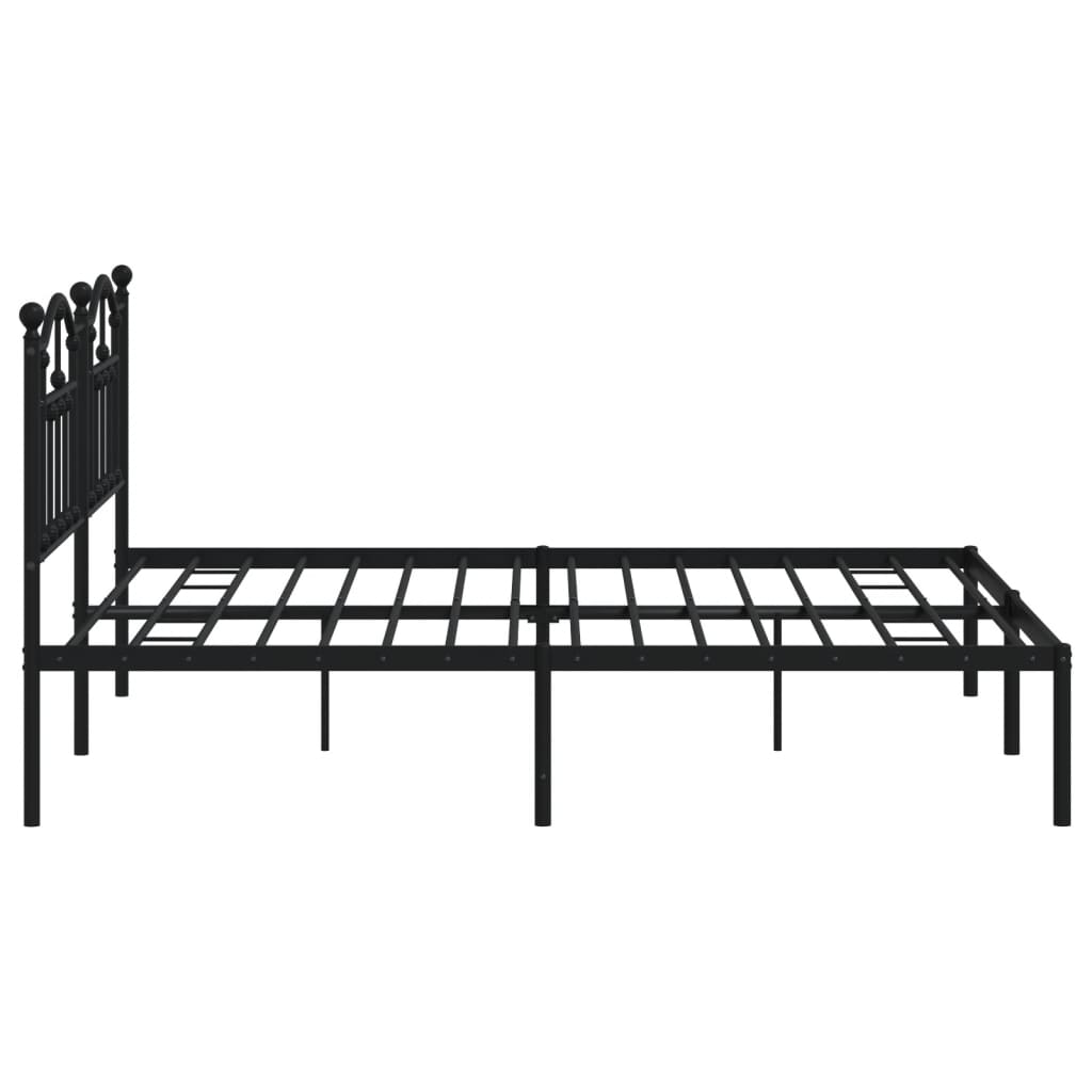 Metal Bed Frame without Mattress with Headboard Black 183x213cm