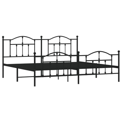 Metal Bed Frame without Mattress with Footboard Black 200x200cm