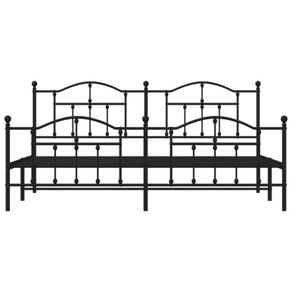 Metal Bed Frame without Mattress with Footboard Black 200x200cm