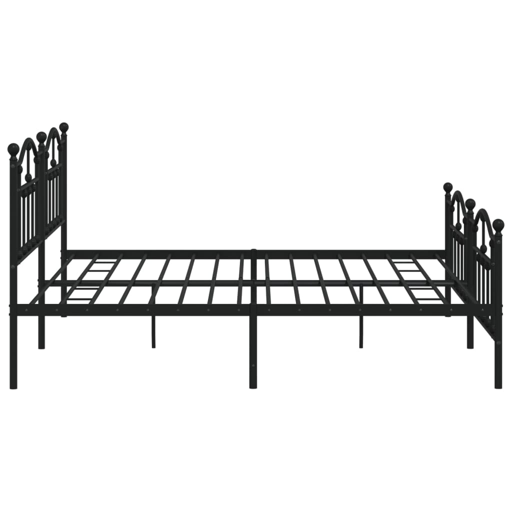 Metal Bed Frame without Mattress with Footboard Black 200x200cm