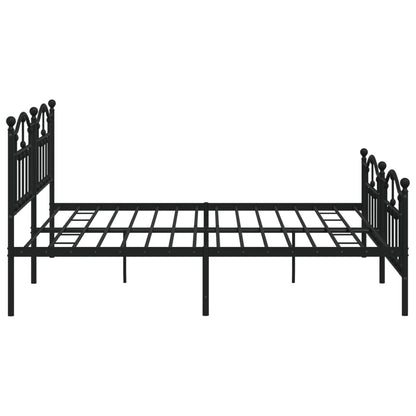 Metal Bed Frame without Mattress with Footboard Black 200x200cm