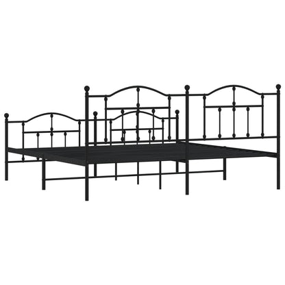 Metal Bed Frame without Mattress with Footboard Black 200x200cm