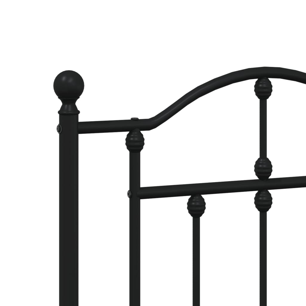 Metal Bed Frame without Mattress with Footboard Black 200x200cm