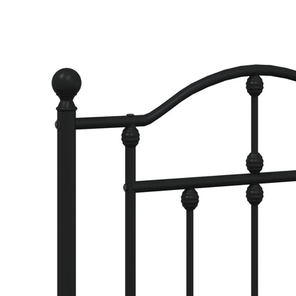 Metal Bed Frame without Mattress with Footboard Black 200x200cm