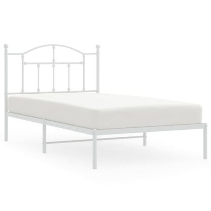 Metal Bed Frame without Mattress with Headboard White 100x190cm