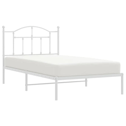 Metal Bed Frame without Mattress with Headboard White 100x190cm