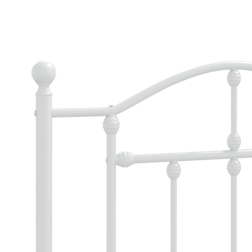 Metal Bed Frame without Mattress with Headboard White 100x190cm