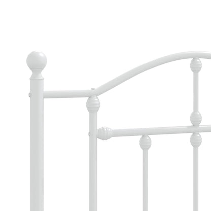 Metal Bed Frame without Mattress with Headboard White 100x190cm