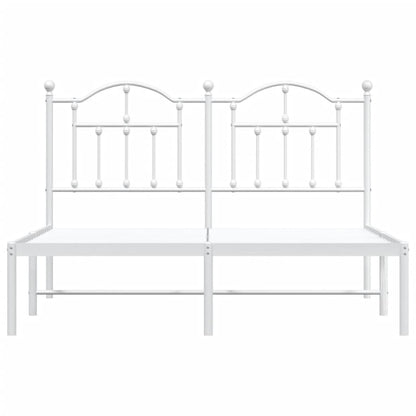 Metal Bed Frame without Mattress with Headboard White 140x200cm