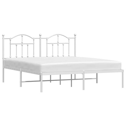 Metal Bed Frame without Mattress with Headboard White 183x213cm