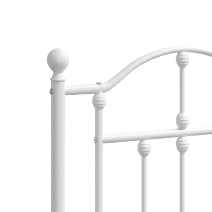 Metal Bed Frame without Mattress with Headboard White 183x213cm