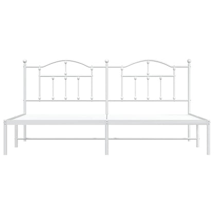 Metal Bed Frame without Mattress with Headboard White 193x203cm