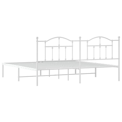 Metal Bed Frame without Mattress with Headboard White 200x200cm