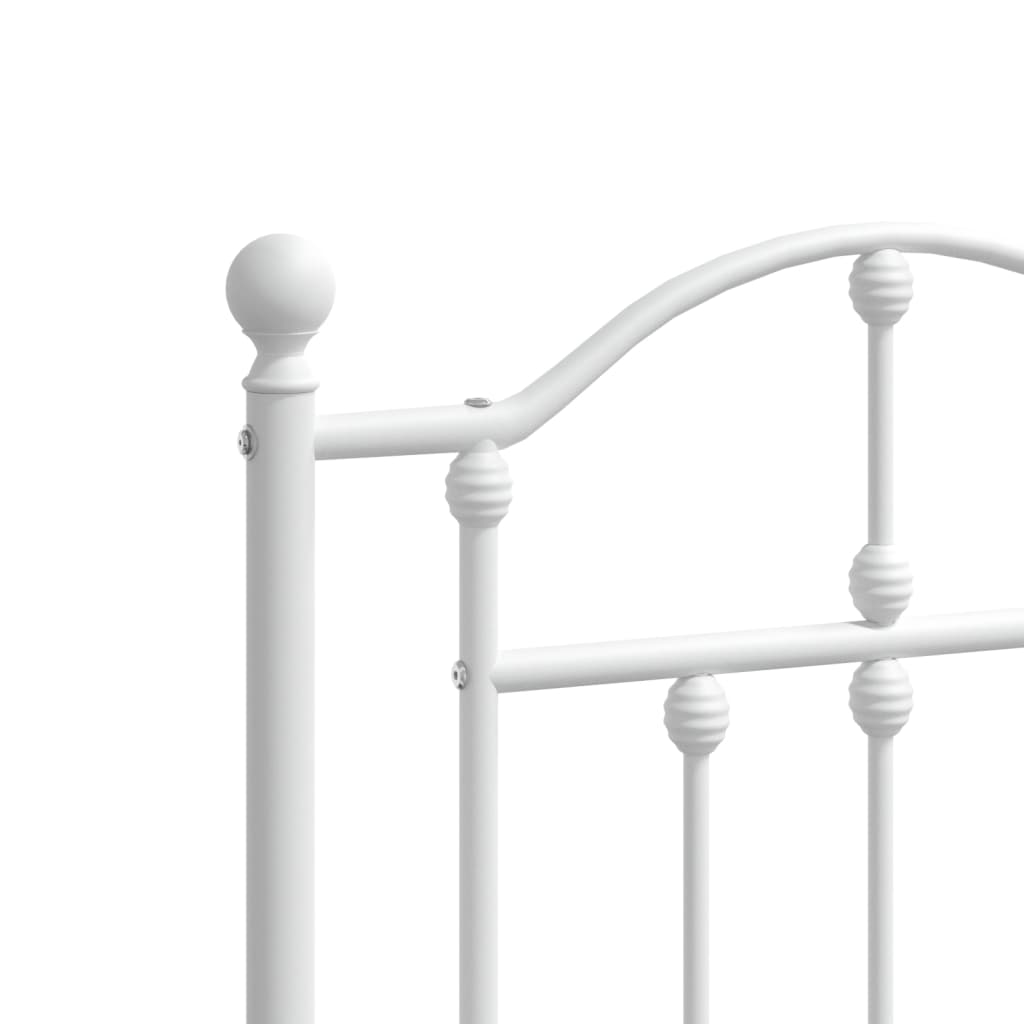 Metal Bed Frame without Mattress with Headboard White 200x200cm